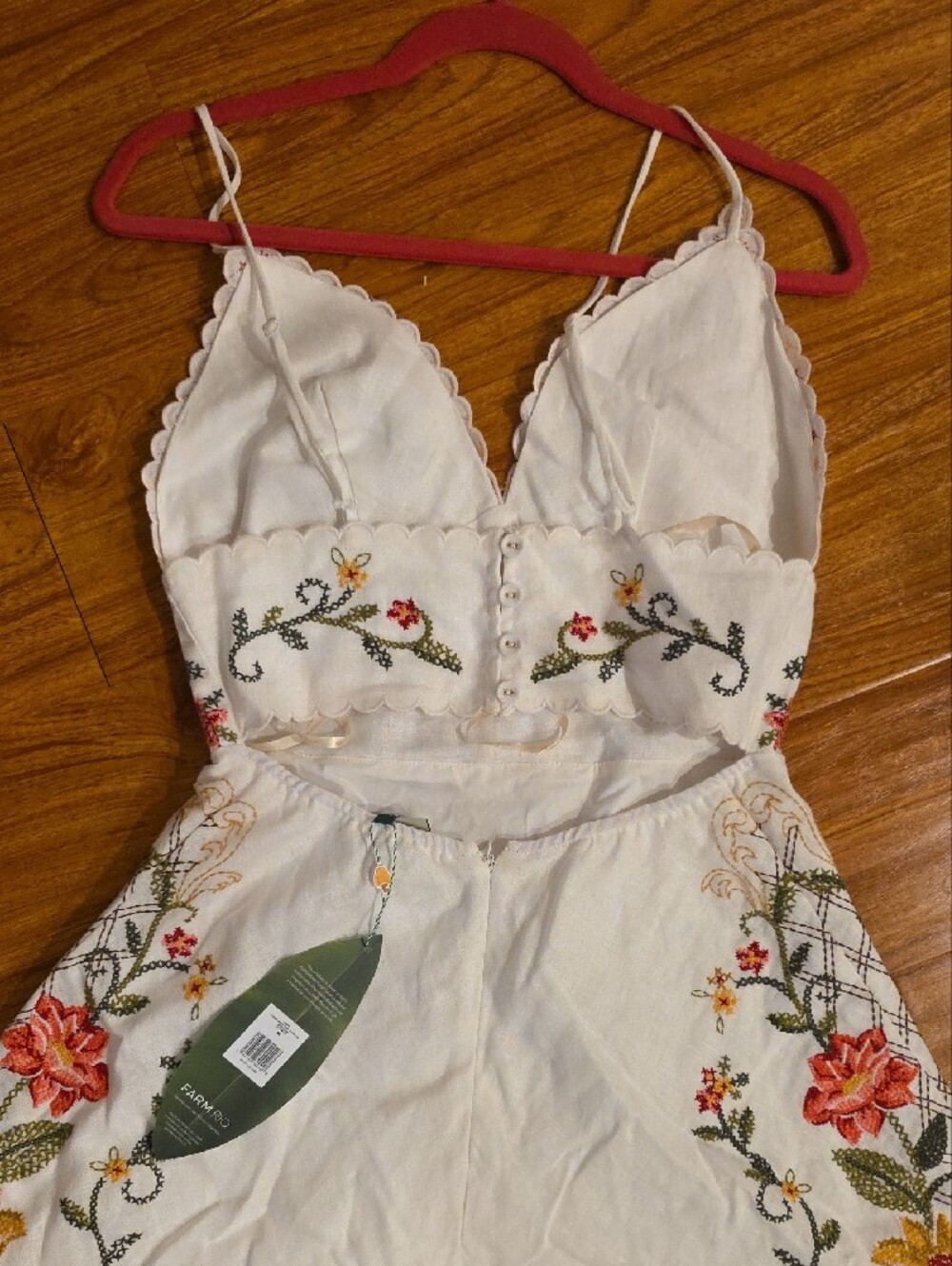 White Floral Embroidered V-Neck Midi Dress - Picture 6 of 6
